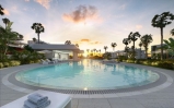 pool at sunset