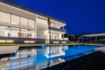 Pool area at night