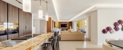 kitchen and living area